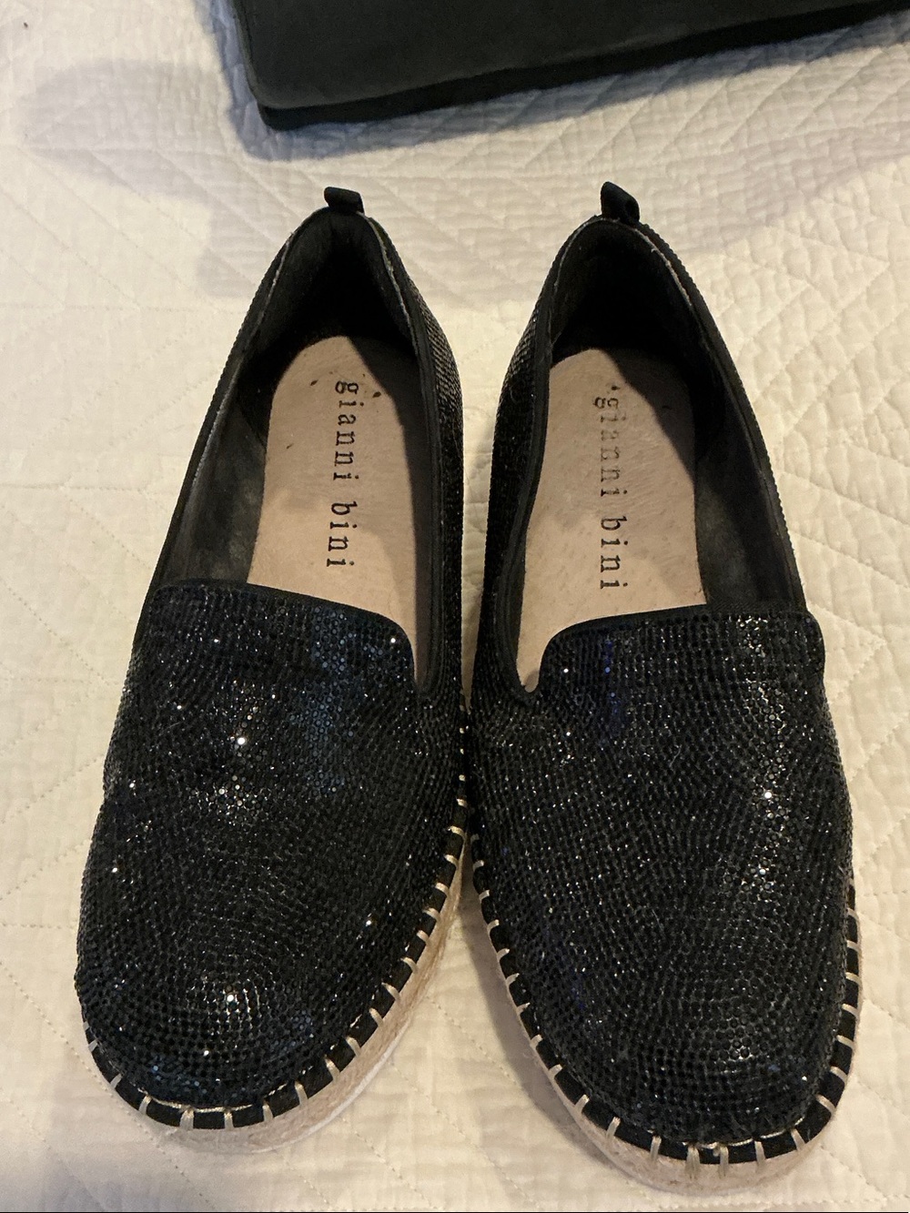 Gianni Bini Black Sequin Espadrille Slip-Ons